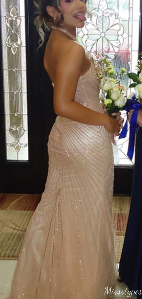Gorgeous Halter Mermaid Long Prom Dress Ideas, Evening Party Dresses,ZX967