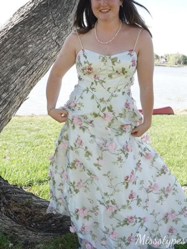 Casual Spaghetti Strap A-line Long Prom Dress Ideas, Evening Party Dresses,ZX969