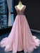 Luxurious Pink Empire Sweetheart Spaghetti Strap Long Prom Evening Dress,ZX301