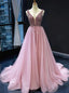 Luxurious Pink Empire Sweetheart Spaghetti Strap Long Prom Evening Dress,ZX301