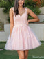 Gorgeous Spaghetti Strap V-neck A-line Short Mini Homecoming Dress,HM398
