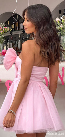 Unique Strapless A-line Short Mini Homecoming Dress,HM400