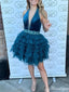 Elegant Deep V-neck Halter A-line Short Mini Homecoming Dress,HM401