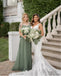 Mismatched Green Satin Women Floor-Length Bridesmaid Dresses Online, BL155