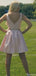 Elegant V-neck Notched A-line Short Mini Homecoming Dress,HM403