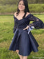 Gorgeous Off-shoulder Long Sleeves A-line Short Mini Homecoming Dress,HM404