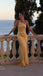 Sexy Yellow One Shoulder Backless Mermaid Halter Long Prom Evening Dress,ZX307