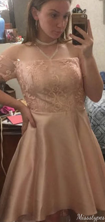 Gorgeous Off-shoulder Lace A-line Short Mini Homecoming Dress,HM407