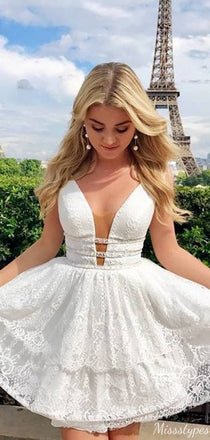 Gorgeous Deep V-neck A-line Short Mini Homecoming Dress,HM409