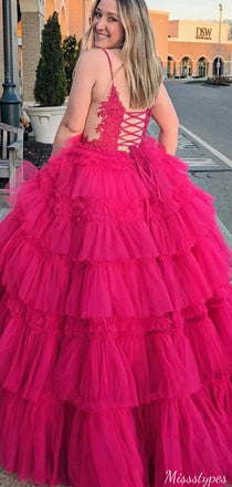 Elegant V-neck Spaghetti Strap Lace A-line Long Prom Dress Ideas, Evening Party Dresses,ZX556