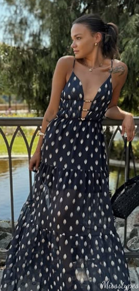 Casual Spaghetti Strap V-neck A-line Long Prom Dress Ideas, Evening Party Dresses,ZX972