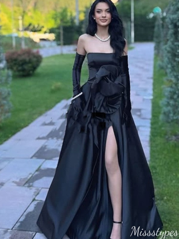 Elegant Strapless A-line Long Prom Dress Ideas, Evening Party Dresses,ZX974