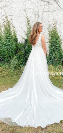 Elegant White Tulle Sweetheart Side Slit Long Prom Evening Dress,ZX298