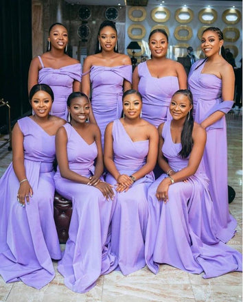 Purple One Shoulder Vintage Tahiti Empire Women Sweetheart Mermaid Long Bridesmaid Dresses Online, BL138
