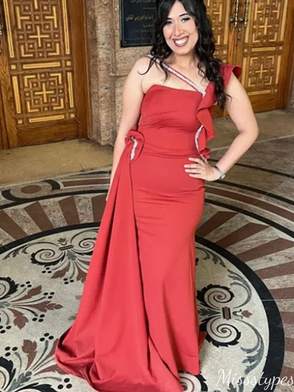 Gorgeous One-shoulder Unique Mermaid Long Prom Dress Ideas, Evening Party Dresses,ZX977