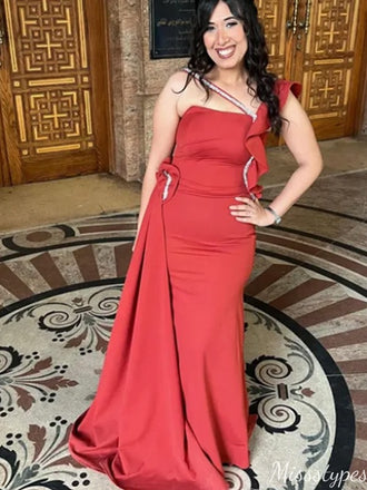 Gorgeous One-shoulder Unique Mermaid Long Prom Dress Ideas, Evening Party Dresses,ZX977
