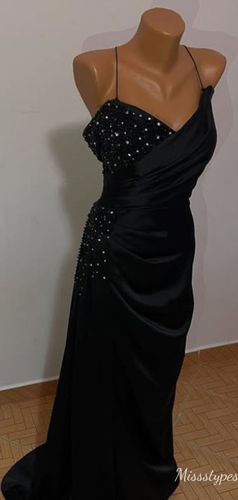 Elegant Spaghetti Strap V-neck Mermaid Long Prom Dress Ideas, Evening Party Dresses,ZX978