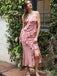 Ruffle Elegant Pink Side Slit Floor-Length Popular Prom Dresses,ZX129