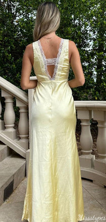 Elegant V-neck Lace Mermaid Long Prom Dress Ideas, Evening Party Dresses,ZX557