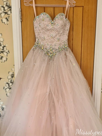 Elegant Spaghetti Strap Sweetheart A-line Long Prom Dress Ideas, Evening Party Dresses,ZX982