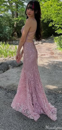 Gorgeous Spaghetti Strap V-neck Mermaid Long Prom Dress Ideas, Evening Party Dresses,ZX983