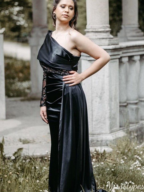 Gorgeous One-shoulder Mermaid Long Prom Dress Ideas, Evening Party Dresses,ZX984