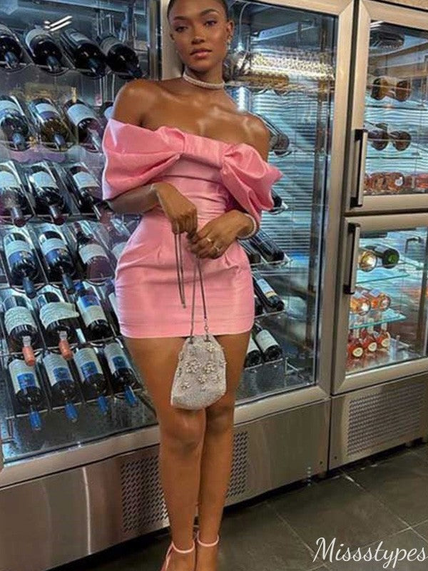 Elegant Off-shoulder Sheath Short Mini Homecoming Dress,HM415