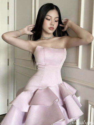 Elegant Strapless A-line Short Mini Homecoming Dress,HM417