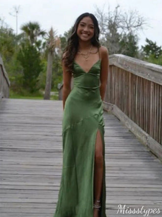 Gorgeous V-neck Spaghetti Strap Mermaid Long Prom Dress Ideas, Evening Party Dresses,ZX558