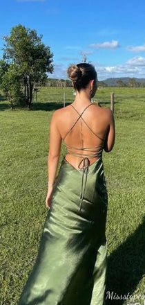 Gorgeous V-neck Spaghetti Strap Mermaid Long Prom Dress Ideas, Evening Party Dresses,ZX558