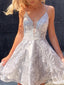 Elegant Spaghetti Strap V-neck A-line Short Mini Homecoming Dress,HM420
