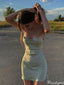 Casual Spaghetti Strap Sheath Short Mini Homecoming Dress,HM423