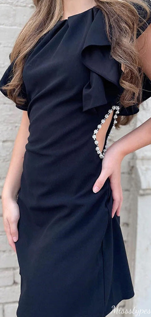Formal Short Sleeves Sheath Short Mini Homecoming Dress,HM424
