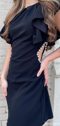 Formal Short Sleeves Sheath Short Mini Homecoming Dress,HM424