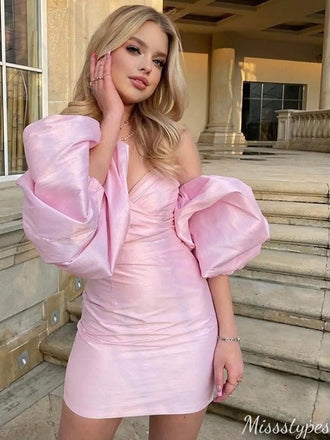 Elegant Strapless Sweetheart Sheath Short Mini Homecoming Dress,HM425