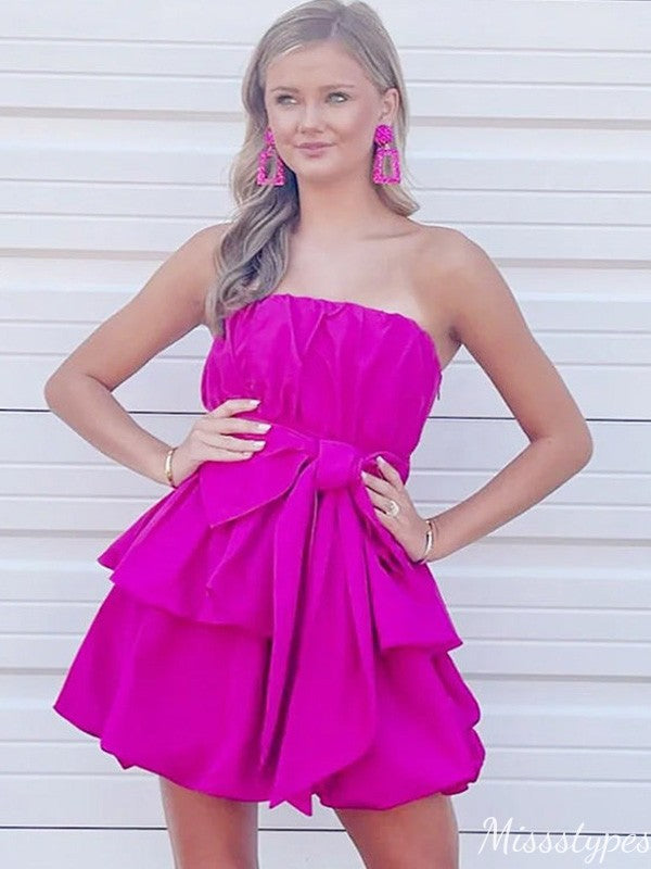 Elegant Strapless A-line Short Mini Homecoming Dress,HM426