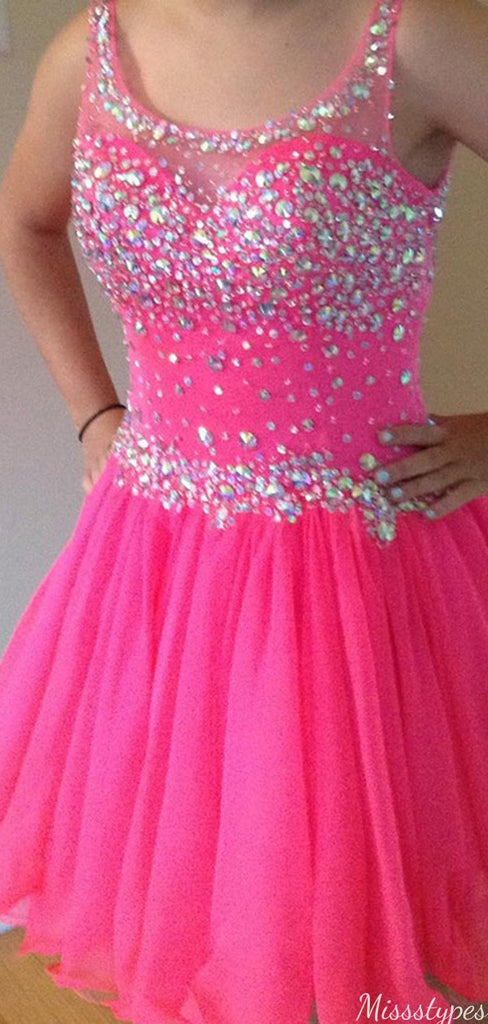Elegant Scoop A-line Short Mini Homecoming Dress,HM427
