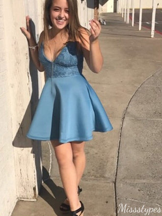 Gorgeous Strapless V-neck A-line Short Mini Homecoming Dress,HM430
