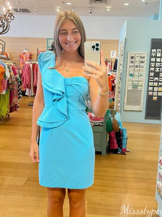Elegant One-shoulder Sheath Short Mini Homecoming Dress,HM432