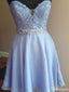 Elegant V-neck Notched A-line Short Mini Homecoming Dress,HM433