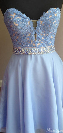 Elegant V-neck Notched A-line Short Mini Homecoming Dress,HM433