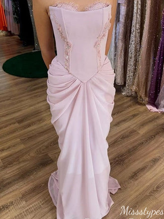 Gorgeous Strapless Bateau Mermaid Long Prom Dress Ideas, Evening Party Dresses,ZX989
