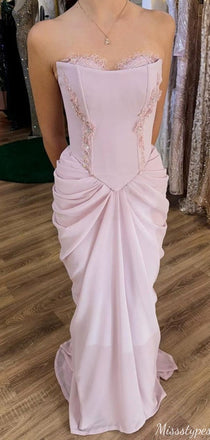 Gorgeous Strapless Bateau Mermaid Long Prom Dress Ideas, Evening Party Dresses,ZX989