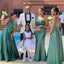 Dark-Green One Shoulder Highwaist Mermaid Long Bridesmaid Dresses Online, BL18