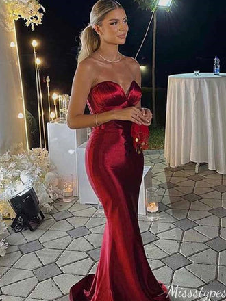 Elegant Strapless V-neck Mermaid Long Prom Dress Ideas, Evening Party Dresses,ZX993