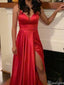Elegant Spaghetti Strap V-neck A-line Long Prom Dress Ideas, Evening Party Dresses,ZX996