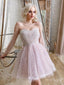 Princess Pink Tulle Pearl A-Line Full Sleeve Women Mini Party Homecoming Dresses,HM243