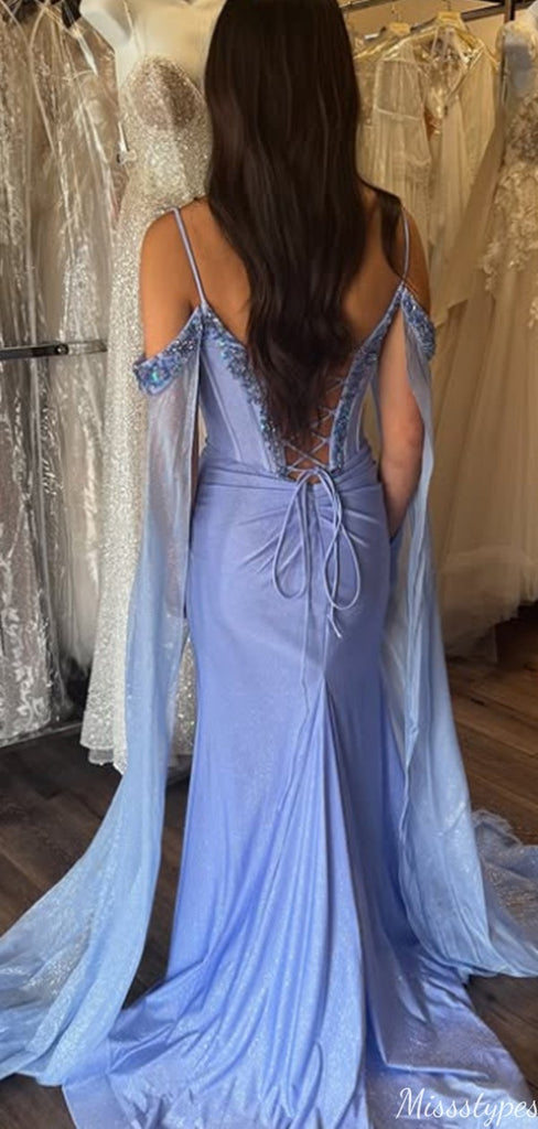 Gorgeous Spaghetti Strap Off-shoulder Mermaid Long Prom Dress Ideas, Evening Party Dresses,ZX1007