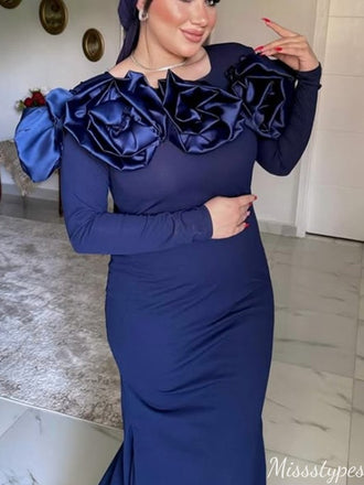 Gorgeous Long Sleeves Mermaid Long Prom Dress Ideas, Evening Party Dresses,ZX1008