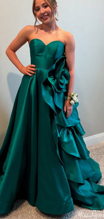 Gorgeous Strapless Sweetheart A-line Long Prom Dress Ideas, Evening Party Dresses,ZX1009